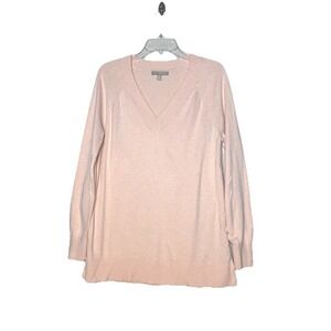 Banana Republic Womens Pink V-Neck Raglan Long Sleeve Cotton Blend Sweater M
